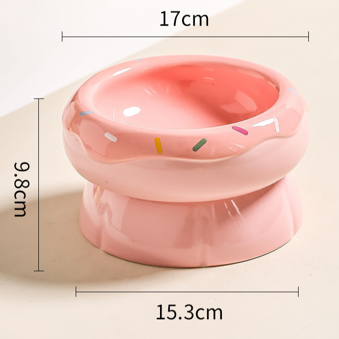 Dual‑Layer Ceramic Donut Pet Bowl-Petroom