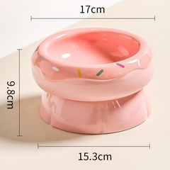 Dual‑Layer Ceramic Donut Pet Bowl-Petroom