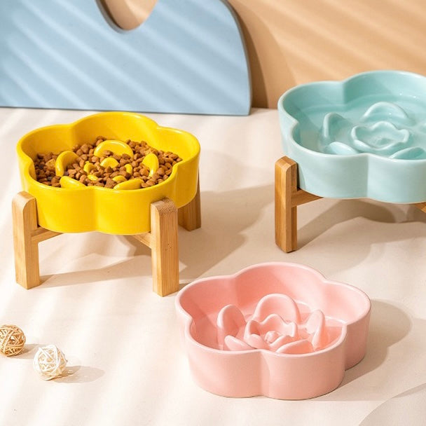 Petroom Ceramic Slow Feeder Bowl For Cat and Small Dog