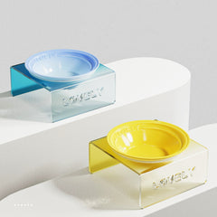 Acrylic Elevated Ceramic Pet Bowl Multicolor