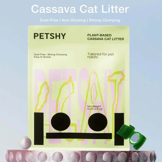 Eco-friendly cassava cat litter, dust-free & clumping, plant-based for cats, 5.5 lb bag