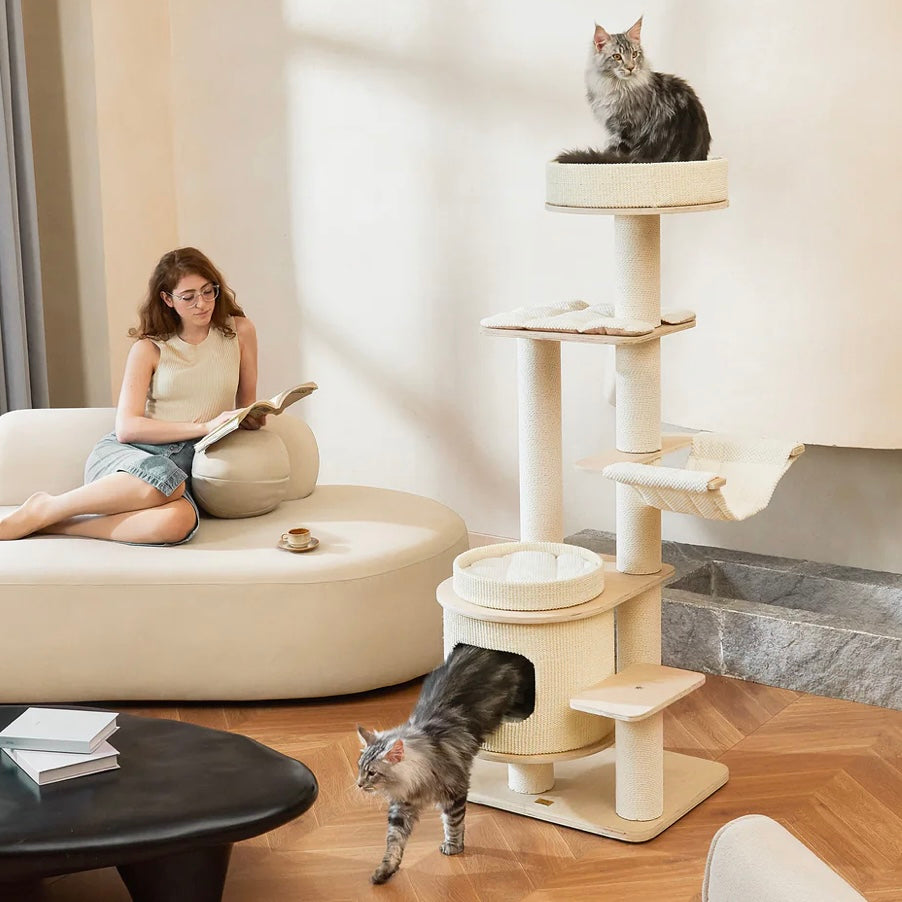Michu Luna Multi-Layer Solid Wood Cat Nest Tree