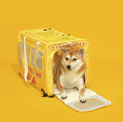PurLab Multifunctional School Bus Pet Travel Pet Carrier Pet Bag With Wheels