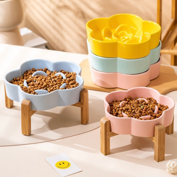 Petroom Ceramic Slow Feeder Bowl For Cat and Small Dog