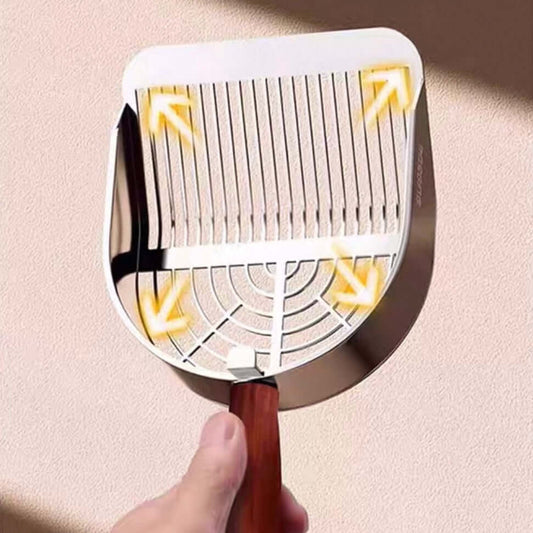 Heavy-Duty 304 Stainless Steel Cat Litter Scoop with Wooden Handle-PETROOM