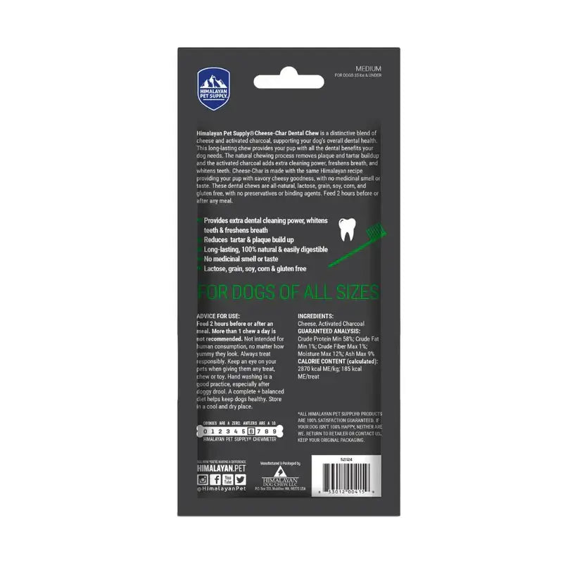 Himalayan Dog Chew Cheese Char With Activated Charcoal Medium-Petroom