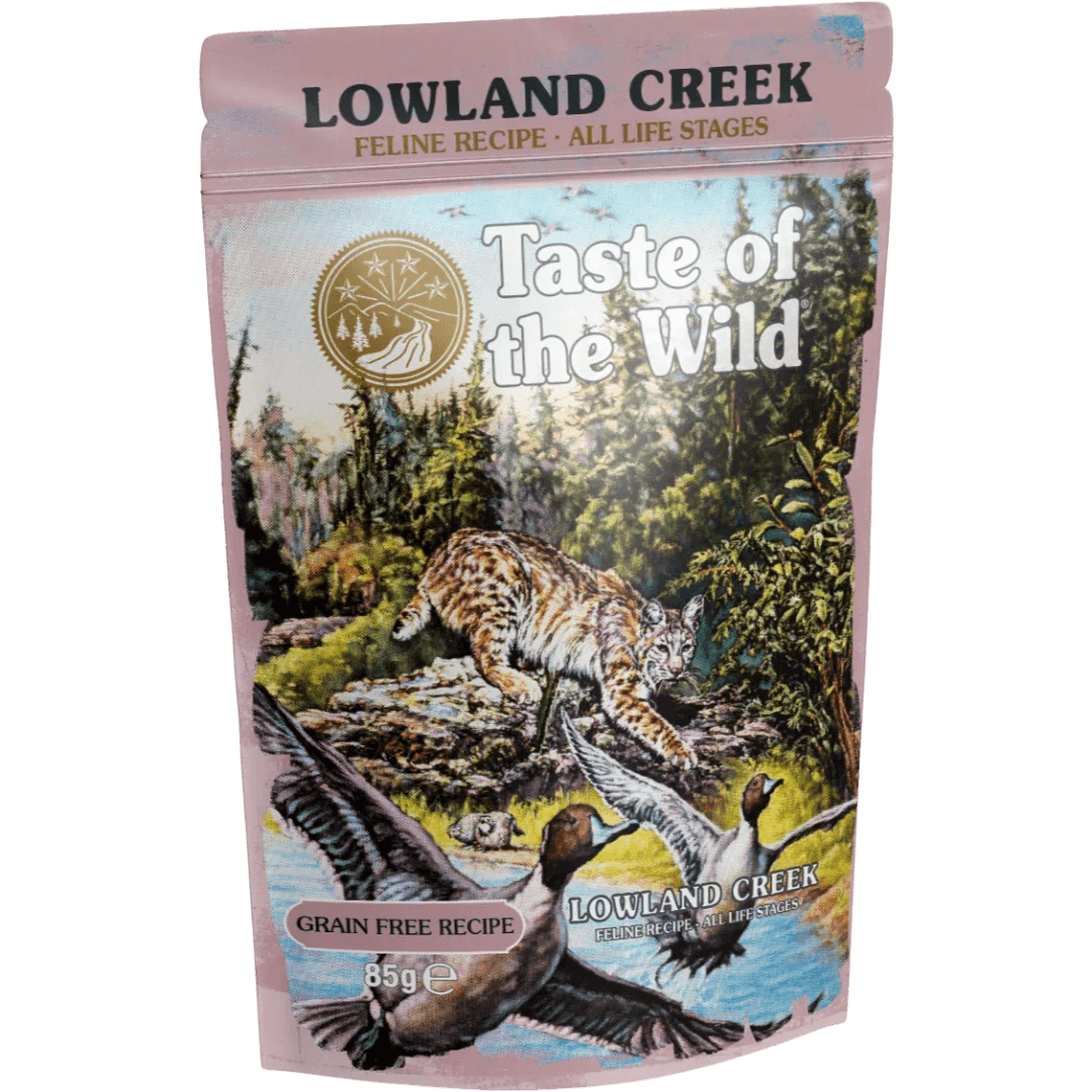 Taste of the Wild Grain-Free Lowland Creek Feline Recipe - Chunks in Gravy 85g x 12 Pack - Wet Cat Food Pouch