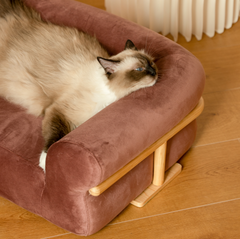 KAMA MUTA Bread Pet Bed - Italian-Inspired Design with Memory Foam and Ash Wood Frame-Petroom