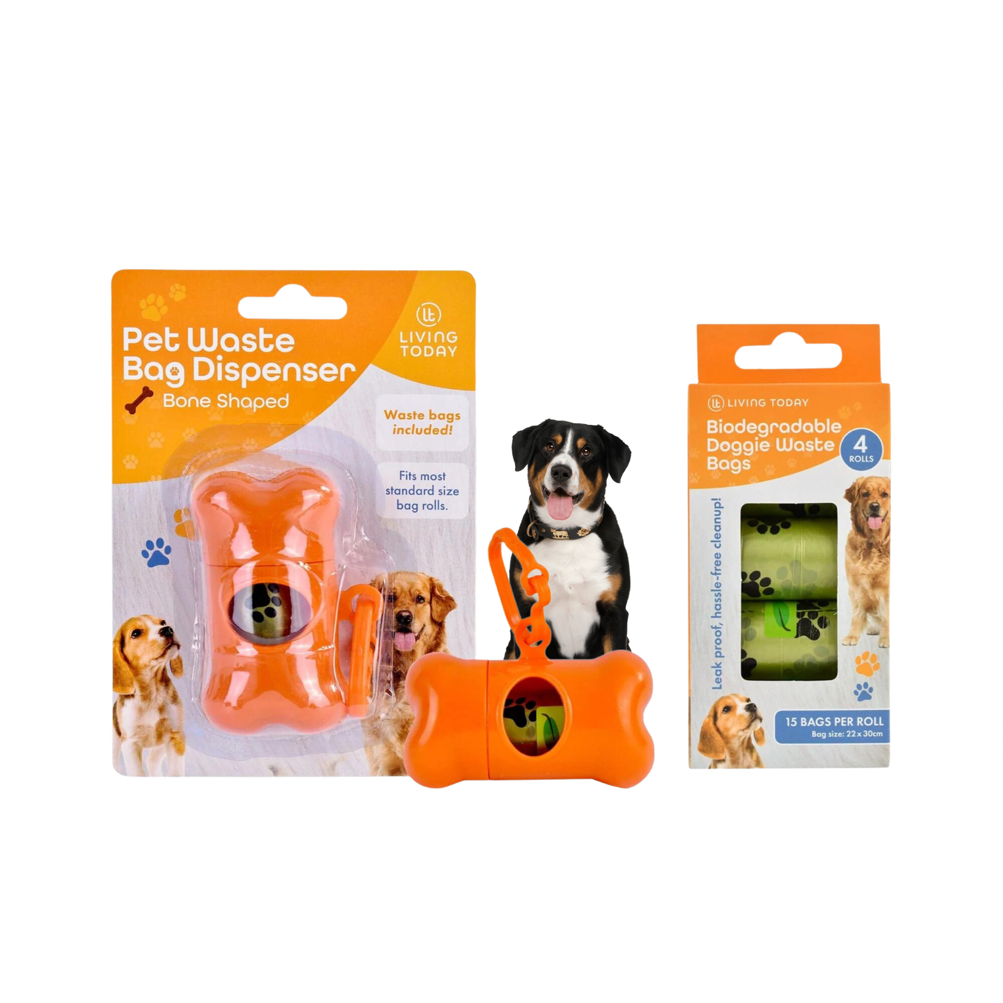 Living today 5 rolls Biodegradable Unscented Leak-proof Pet Dog Poop Waste Bags 75 pcs with dispenser x1-Petroom