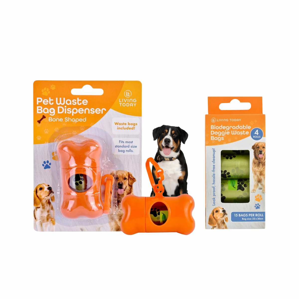 Living today 5 rolls Biodegradable Unscented Leak-proof Pet Dog Poop Waste Bags 75 pcs with dispenser x1-Petroom