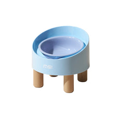 Makesure Rolls Elevated Ceramic Pet Bowl with Wooden Stand-Petroom