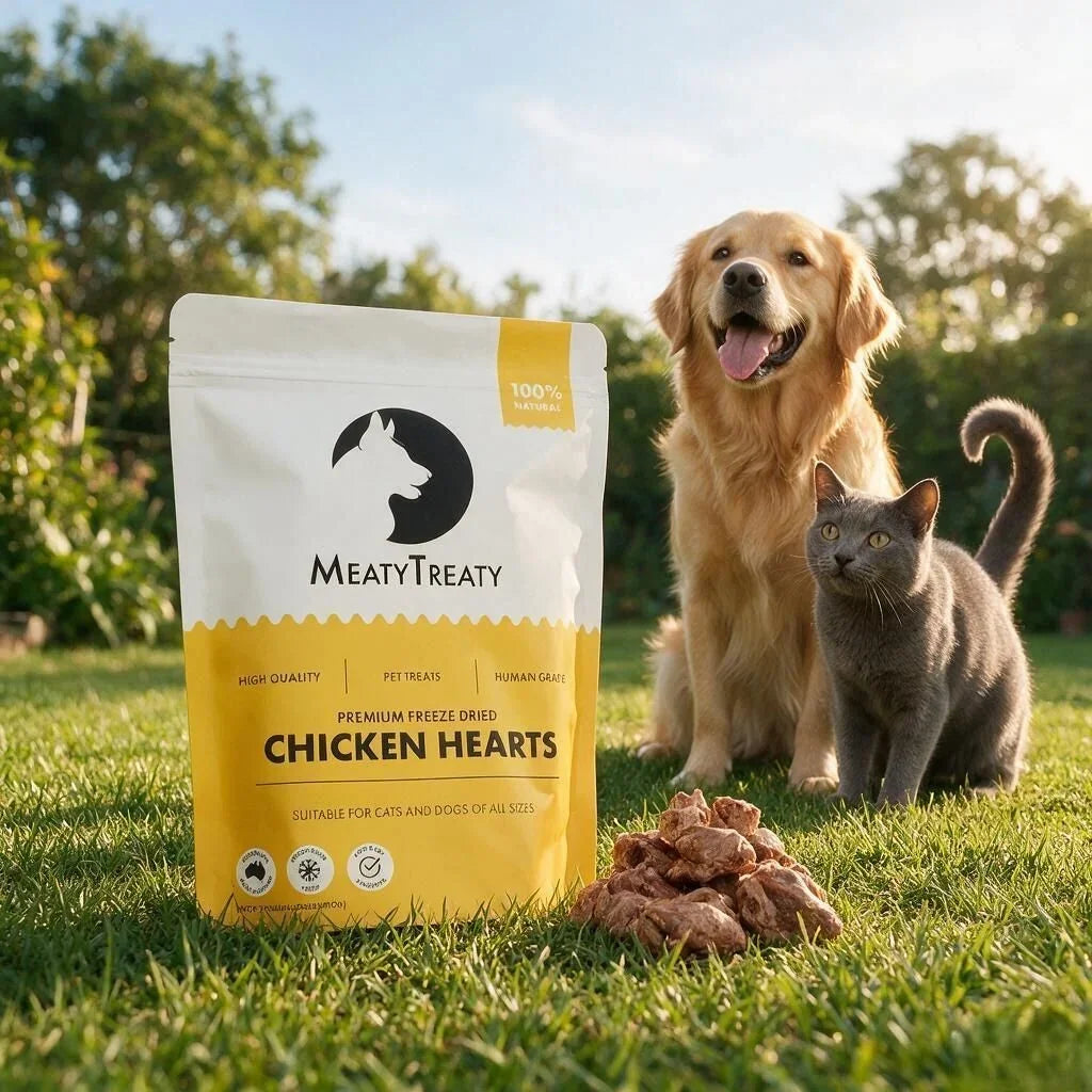 MEATY TREATY Chicken Heart Freeze-Dried Dog & Cat Treats 100g
