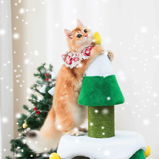 Michu Christmas Cat Tree - Festive Fun and Cozy Hideaway for Furry Friends - 159cm Height-Petroom
