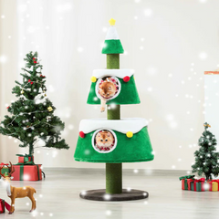 Michu Christmas Cat Tree - Festive Fun and Cozy Hideaway for Furry Friends - 159cm Height-Petroom