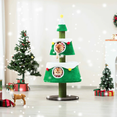 Michu Christmas Cat Tree - Festive Fun and Cozy Hideaway for Furry Friends - 159cm Height-Petroom