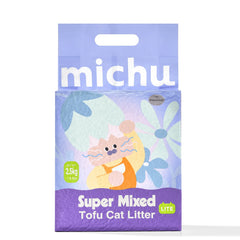 Michu Mixed Clumping Tofu Cat Litter Lite 2.5kg/6L – Flushable& Cost-efficient packaging with playful design