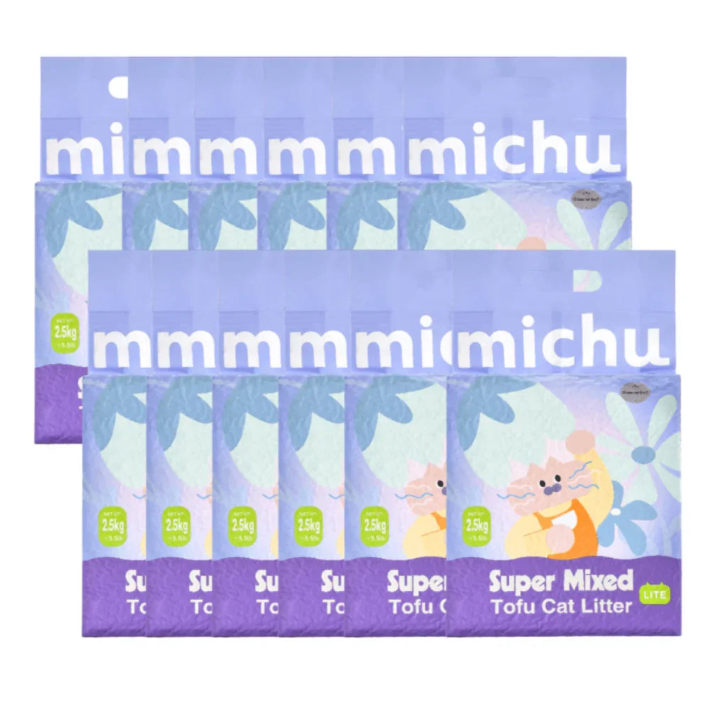 Michu Mixed Clumping Tofu Cat Litter Lite 2.5kg/6L – Flushable& Cost-efficient packaging display