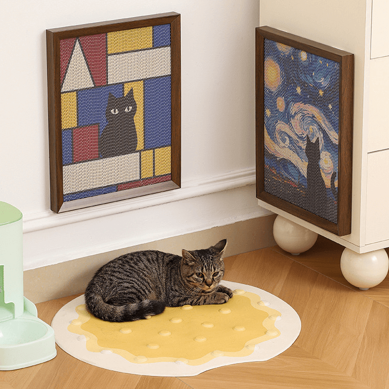 Modern Wall-Mounted Cat Scratcher – Decorative Cat Scratch Board for Indoor Cats-PETROOM