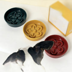 Petal-Shaped Ceramic Slow Feed Bowl for Dogs & Cats