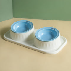 Ceramic Double Raised Cat Bowl with Non-Slip Stand