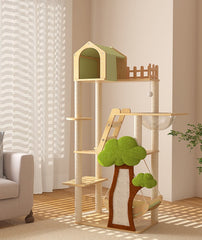 148cm Tall Forest Tree House Cat Tree for Large Cats Deluxe Edition-7 Level Tower with Space Capsule & House