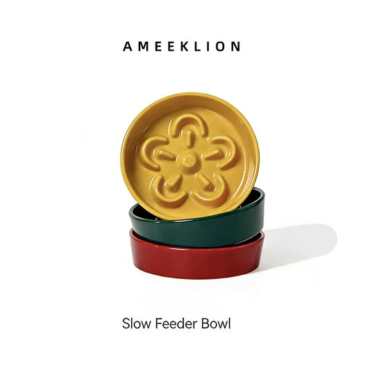 Petal-Shaped Ceramic Slow Feed Bowl for Dogs & Cats