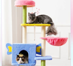 Multi-Level Cat Tree Tower with Hammock and Sisal Posts 136cm