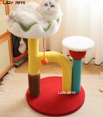 Lotus Flower Cat Tree Tower — 68cm Arch Cat Scratcher with Sisal Post & Flower Nest