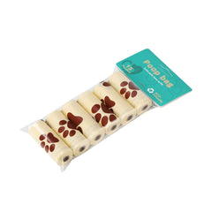 6 Roll Eco-Friendly Dog Poo Bag Refill Roll in packaging with paw print design.