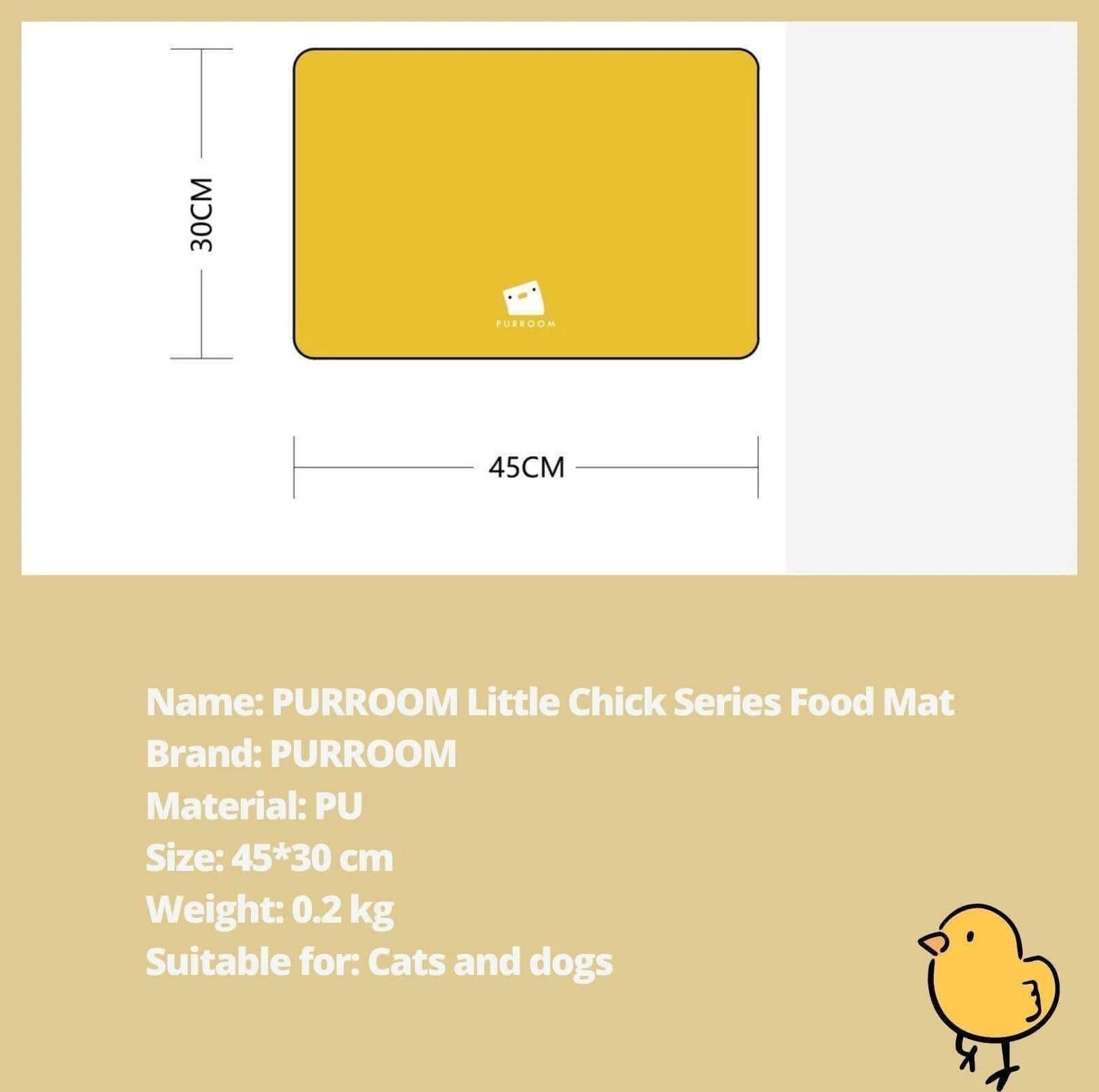 PURROOM Little Chicken Series - Anti-Slip Pet Food Mat-Petroom