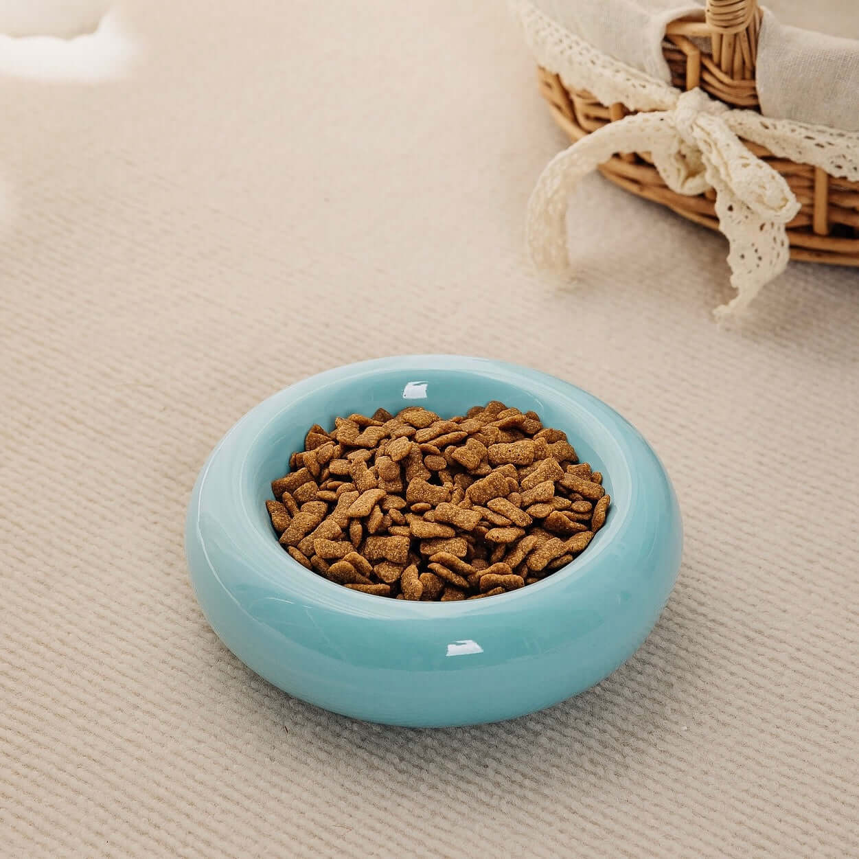 Petroom Bagel-Shaped Pet Ceramic Bowl 200ml Capacity-PETROOM