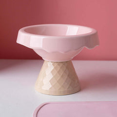 Petroom Ceramic Ice Cream Shape Pet Food Bowl Water Bowl-Petroom