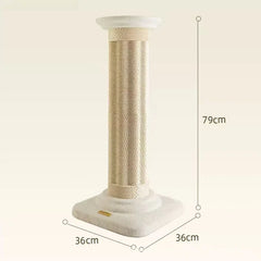 Roman Column Aesthetic Corrugated Cat Scratching Post with dimensions of 79cm height and 36cm base.