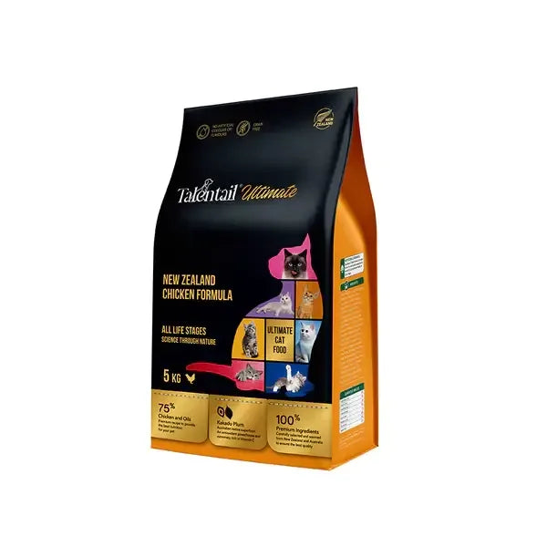 Talentail Ultimate Cat New Zealand Chicken Dry Cat Food, 5kg packaging, high-protein formula for all life stages.