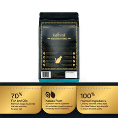 Talentail Ultimate Cat Pacific Ocean Fish Dry Cat Food bag displaying nutritional benefits and ingredients.