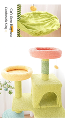 Tall Cat Tree Multi-Level Aesthetic Cat Tower with Sisal Posts 154cm featuring colorful perches and cozy hammock.