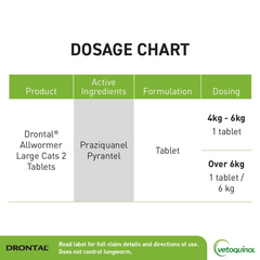 Drontal Cat Allwormer Tablets for Large Cats 6KG x 2 Tablets-PETROOM