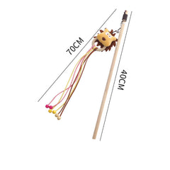 Wooden Cat Teaser Wand Cat Toy Bear & Lion Design-Petroom