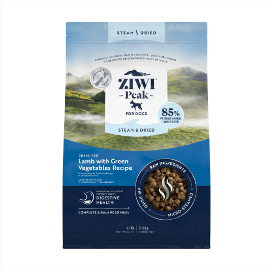 ZIWI PEAK Steam & Dried Grass-Fed Lamb with Green Vegetables Dog Food-Petroom