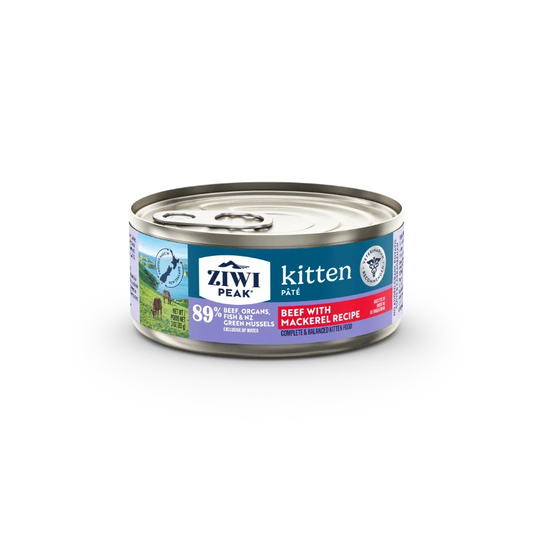 Ziwi Peak Beef with Mackerel Recipe Kitten Wet Cat Food Cans 85g x24
