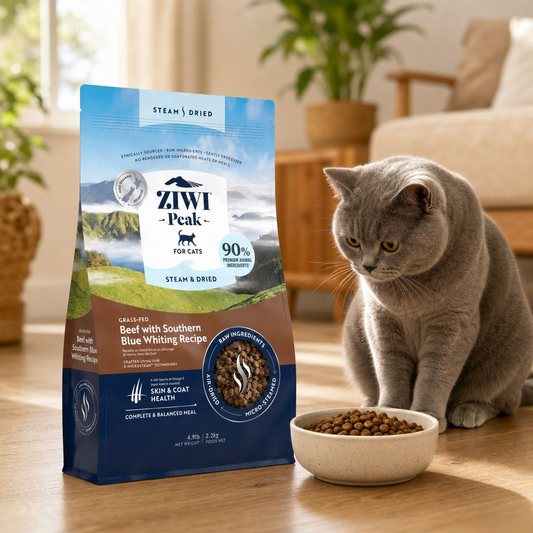 ZIWI PEAK Steam & Dried Grass-Fed Beef with Southern Blue Whiting Cat Dry Food