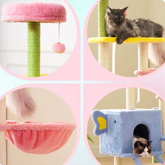 Multi-Level Cat Tree Tower with Hammock and Sisal Posts 136cm