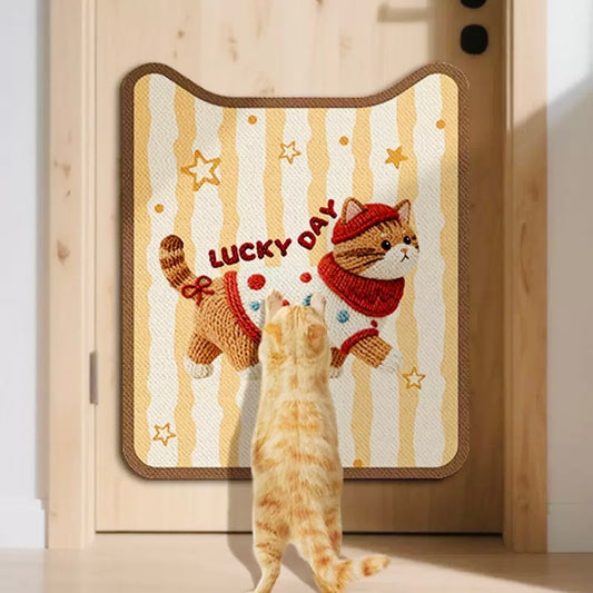 Lucky Day Self-Adhesive Cat Scratcher Removable Wall Protector Brown