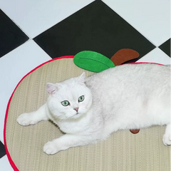 ZEZE Apple-Shaped Woven Rush Grass Pet Mat