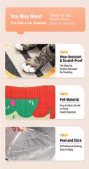 Aesthetic Wall-Mount Cat Scratch Pad Wall Protector features wear-resistant felt material and easy peel-and-stick installation.