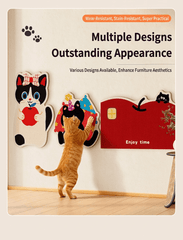 Aesthetic Wall-Mount Cat Scratch Pad Wall Protector showcased in a stylish room with multiple design options for cats.