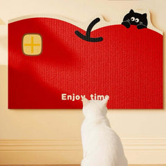 Aesthetic Wall-Mount Cat Scratch Pad Wall Protector with playful design and cat illustrations, perfect for wall protection.