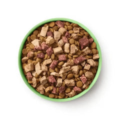 Animals Like Us Freeze Dried Raw Mix 50 Lamb with Chicken Cat Food 1.36 kg in a green bowl.