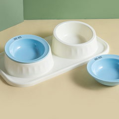 Ceramic Double Raised Cat Bowl with Non-Slip Stand