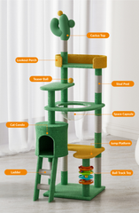 Cactus Multi-Level Cat Tower with Cosy Space Capsule Condo 180cm